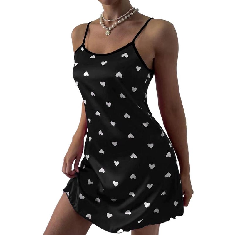 Women's summer slip dress with sexy faux silk print, hot and sexy loungewear, plus size.